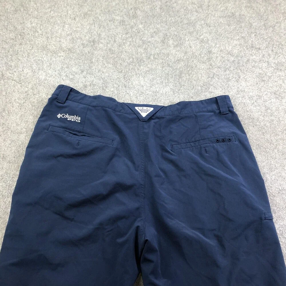 Columbia PFG Shorts Mens 38 Blue Chino Flat Front Zip Pocket 10 Inseam Outdoor